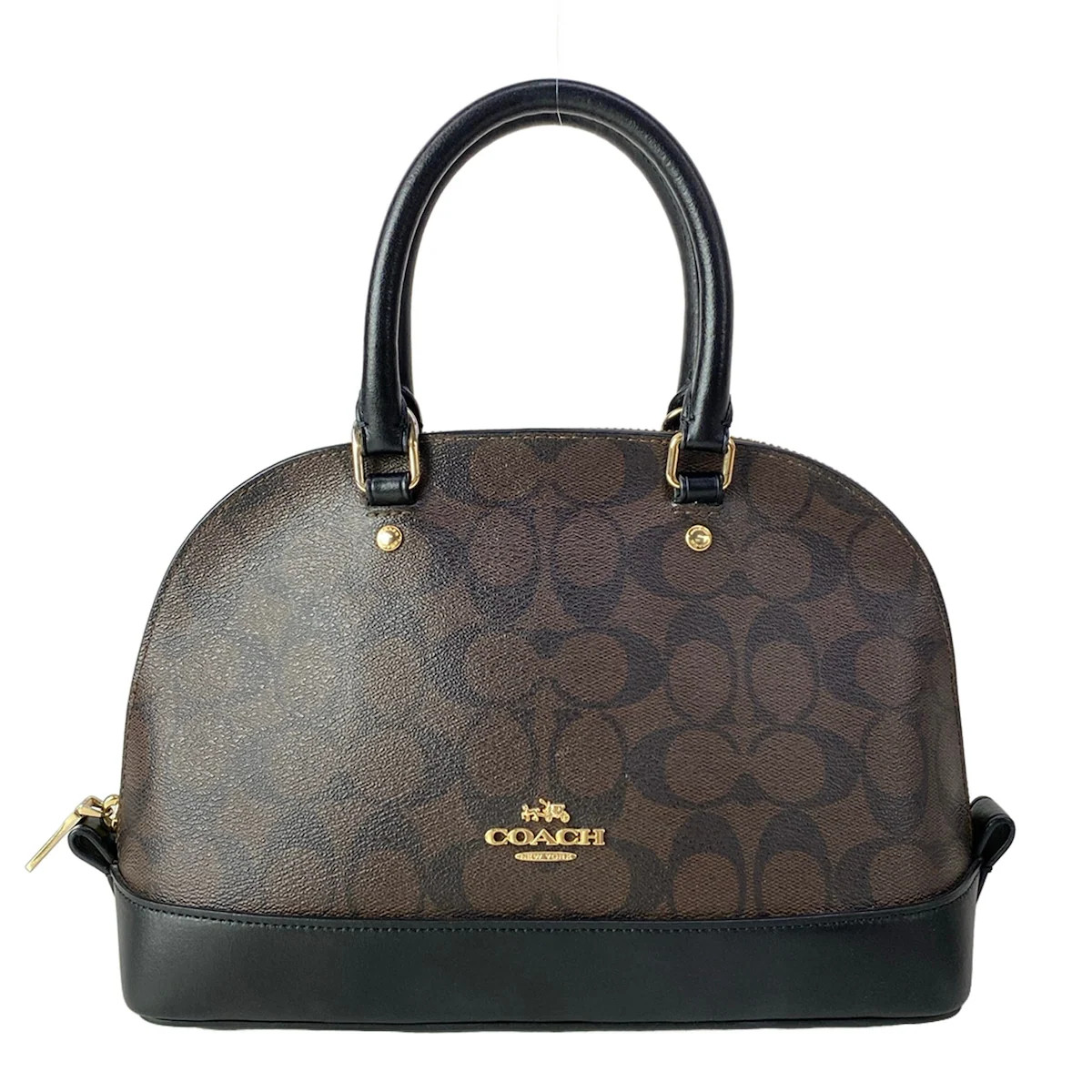 COACH Signature Sierra Satchel F58295 Dark Brown Black PVC Leather Handbag