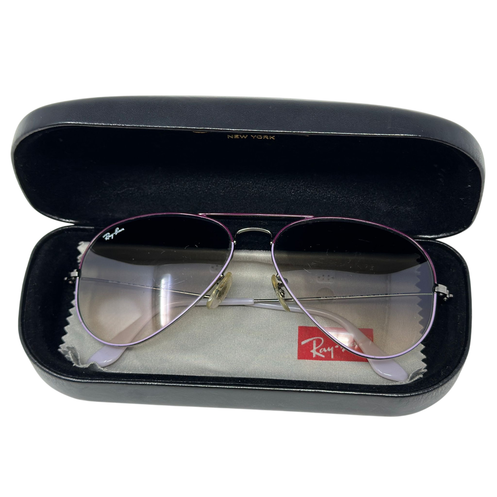Ray-Ban Aviator Sunglasses Unisex Large Metal RB3025 Purple Frame Lens Scratches