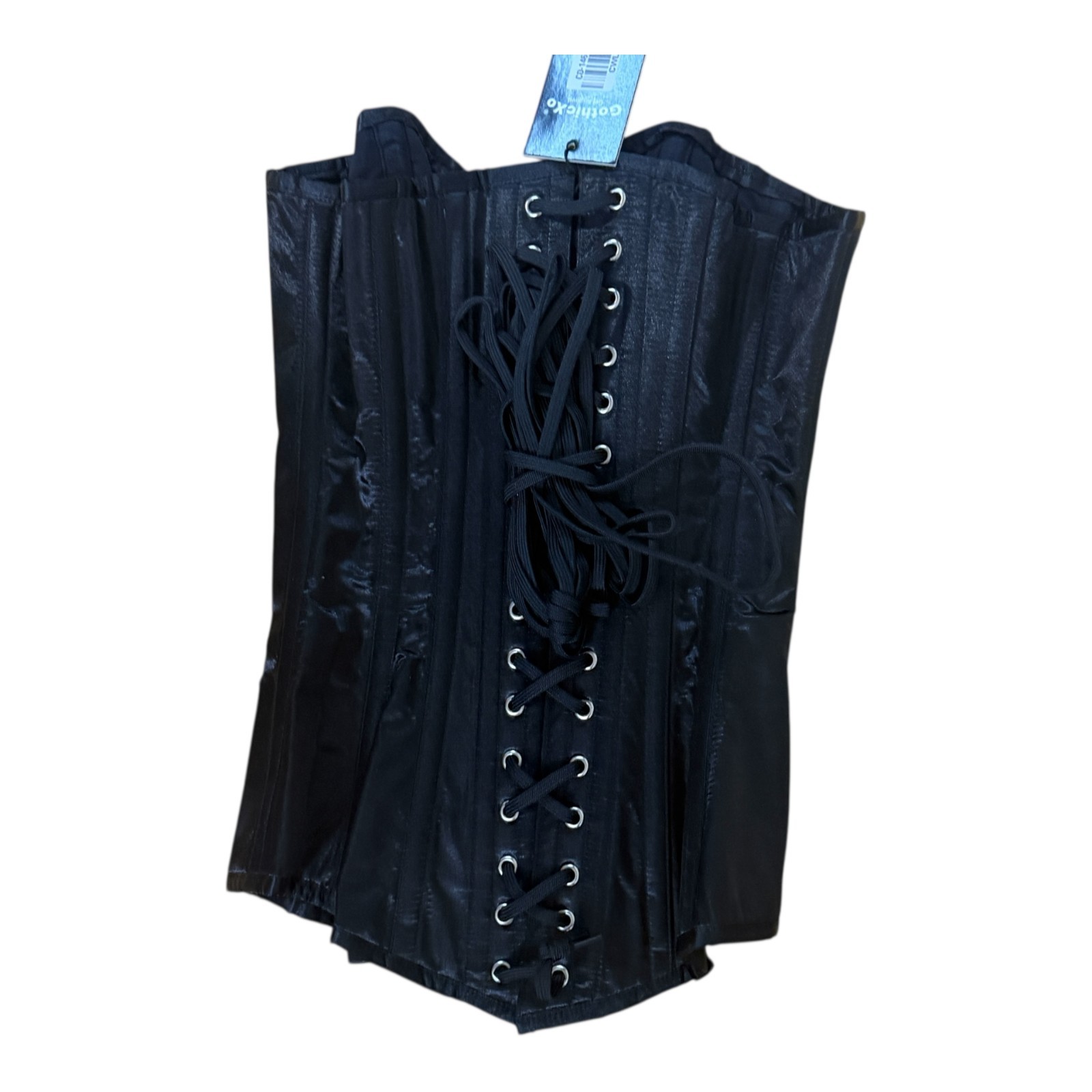 GothicXO Corset Underbust Black Glossy Lace Up Corset Size 24 New With Tags