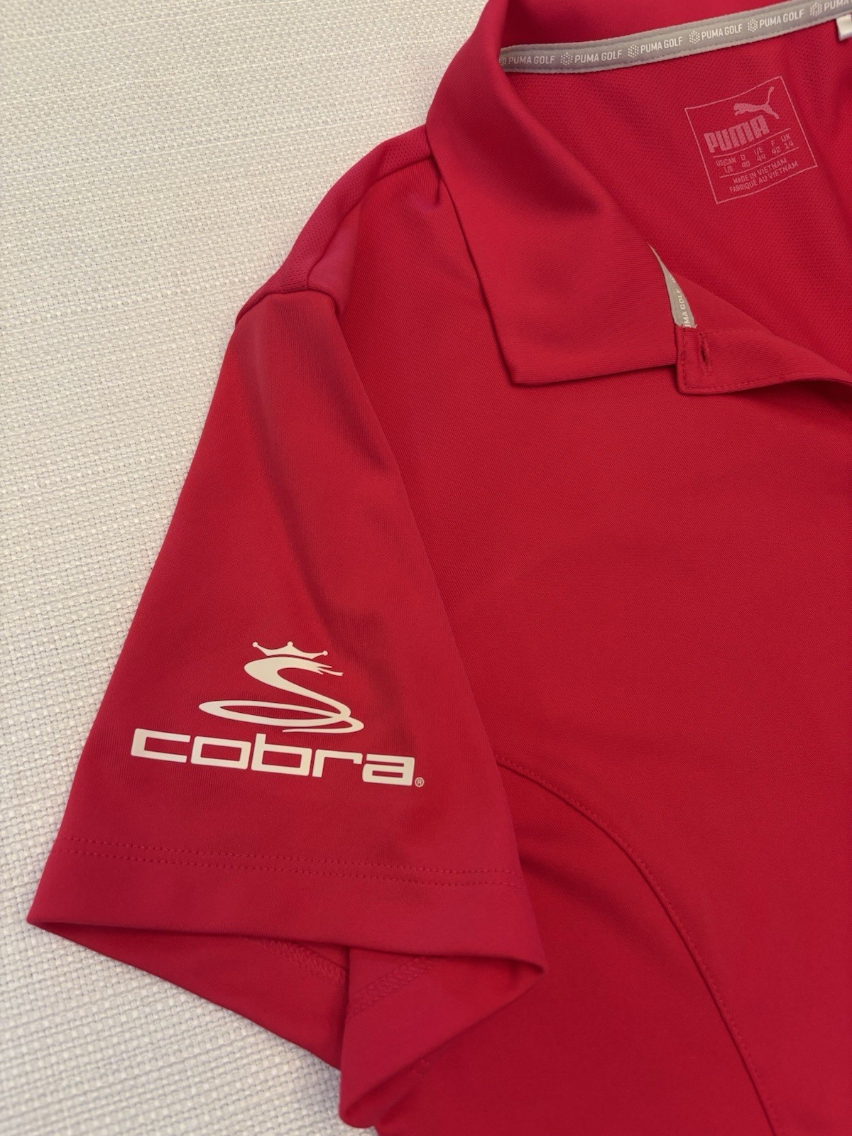 Puma PGA Tour Issued Women’s Large Cobra Zurich Sponsorships Pink Golf Polo