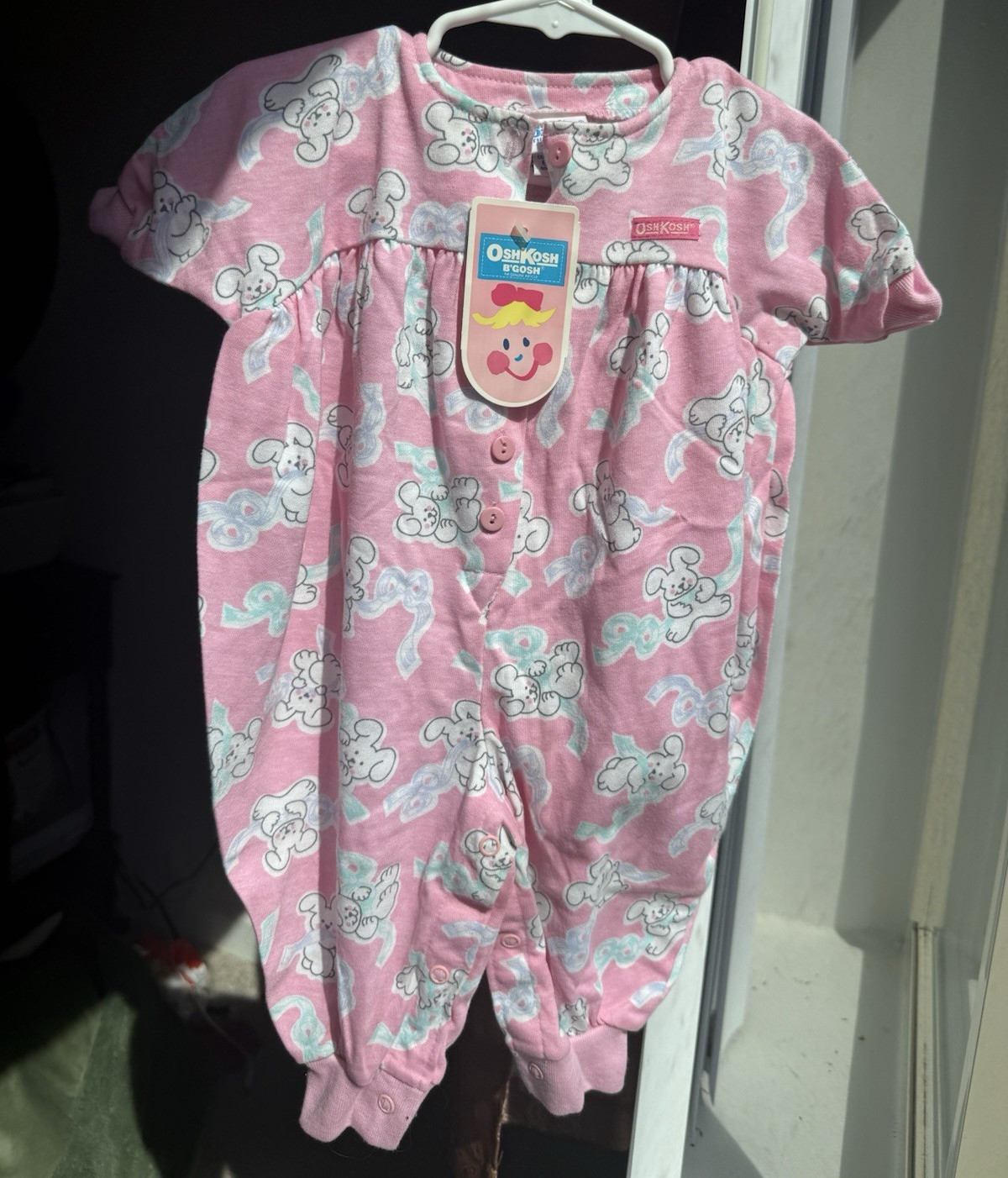 OshKosh B’gosh Vintage Pink Bunny Graphic Footless Cotton Sleeper 6-9M