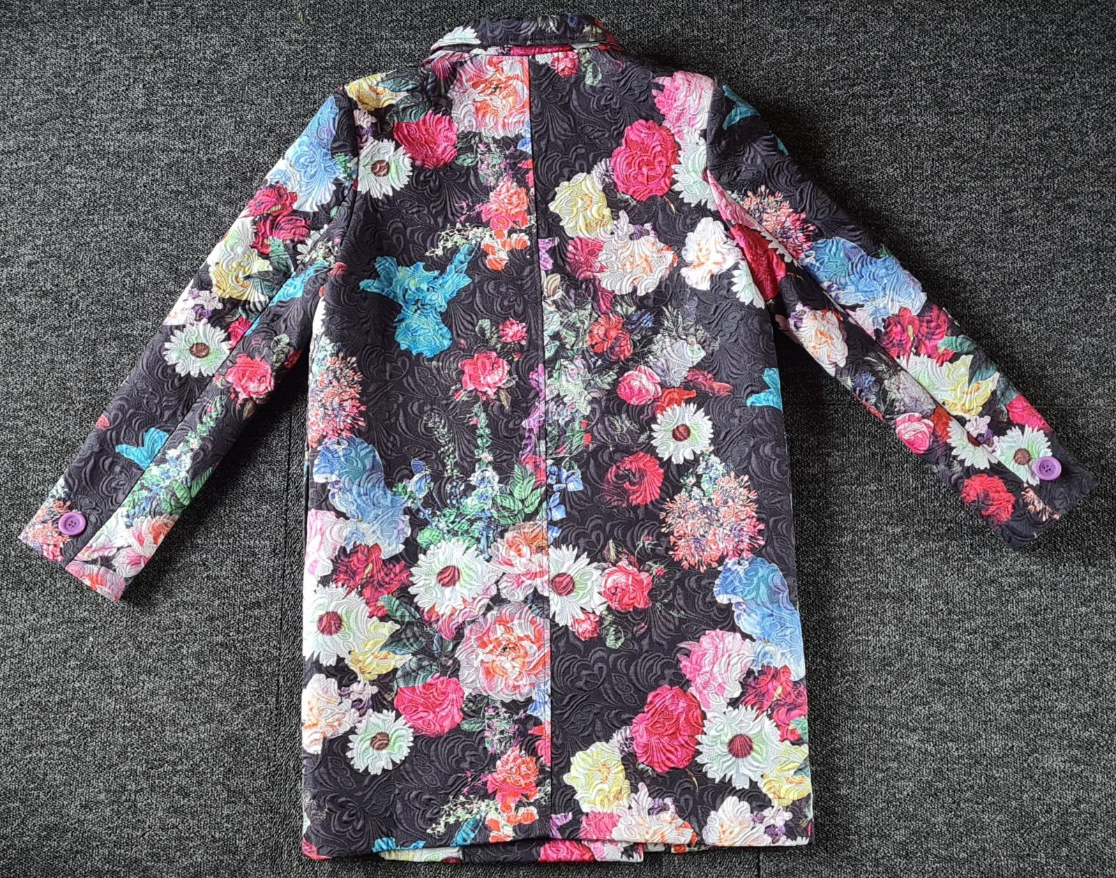 Jolie Moi Floral Jacket UK 14 Double Breasted Textured Blazer Jacket