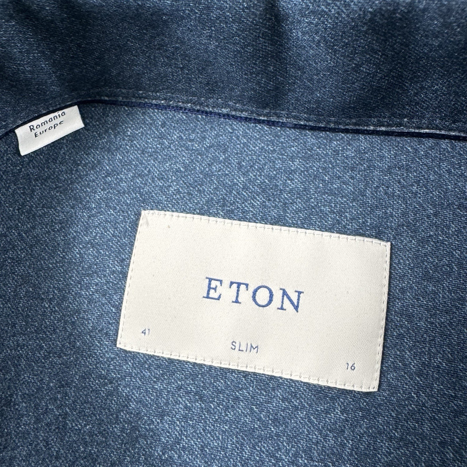 ETON Current Slim Supima Cotton Blue Men’s Button Front Size 16/41 NWT