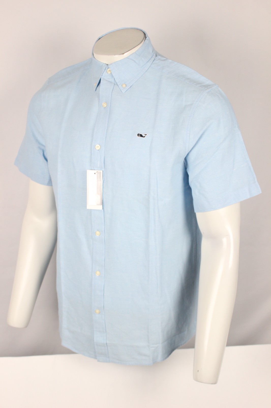 Vineyard Vines Men’s Classic Fit Cotton Linen Whale Shirt Short Sleeve Jake Blue