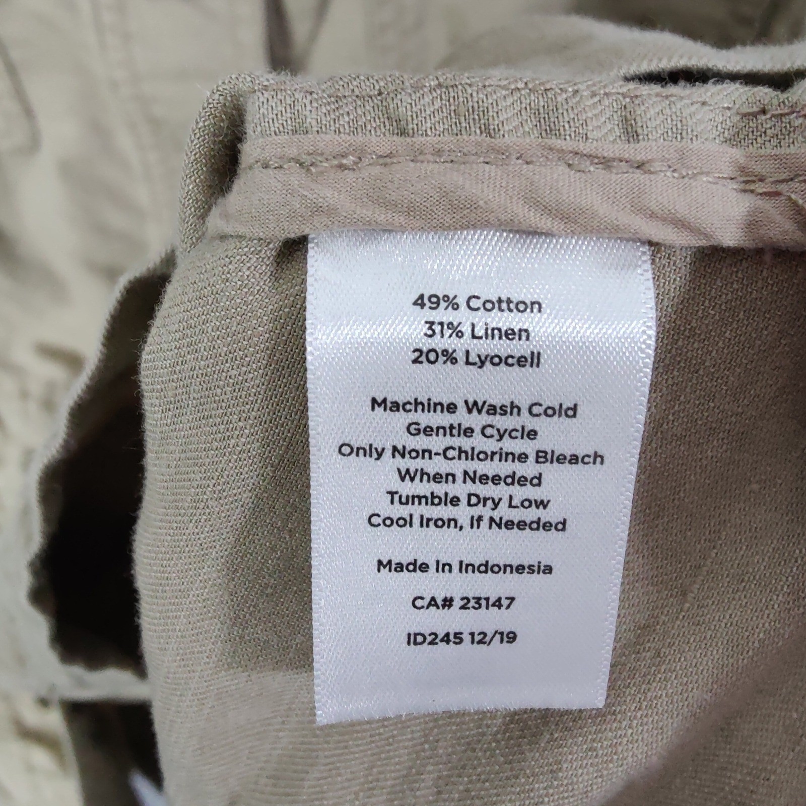 Talbots Khaki Utility Linen Lyocell Jacket Women Small Button Long Sleeve Safari