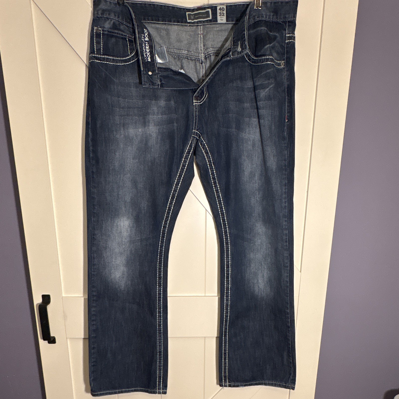INC International Concepts Men’s Bootcut Straight Dark Wash Blue Denim Jeans NWT