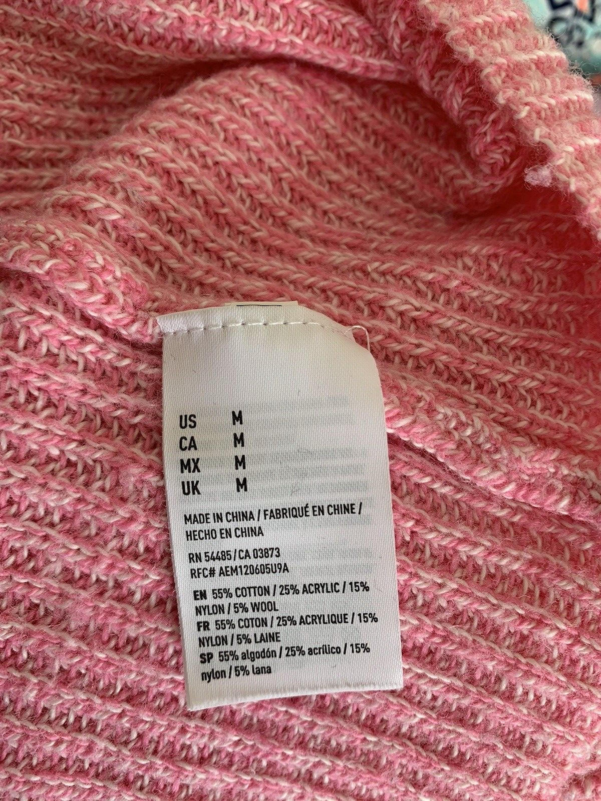 AMERICAN EAGLE PRETTY PINK COTTON ACRYLIC BLEND LONG SLEEVE SWEATER – SIZE M