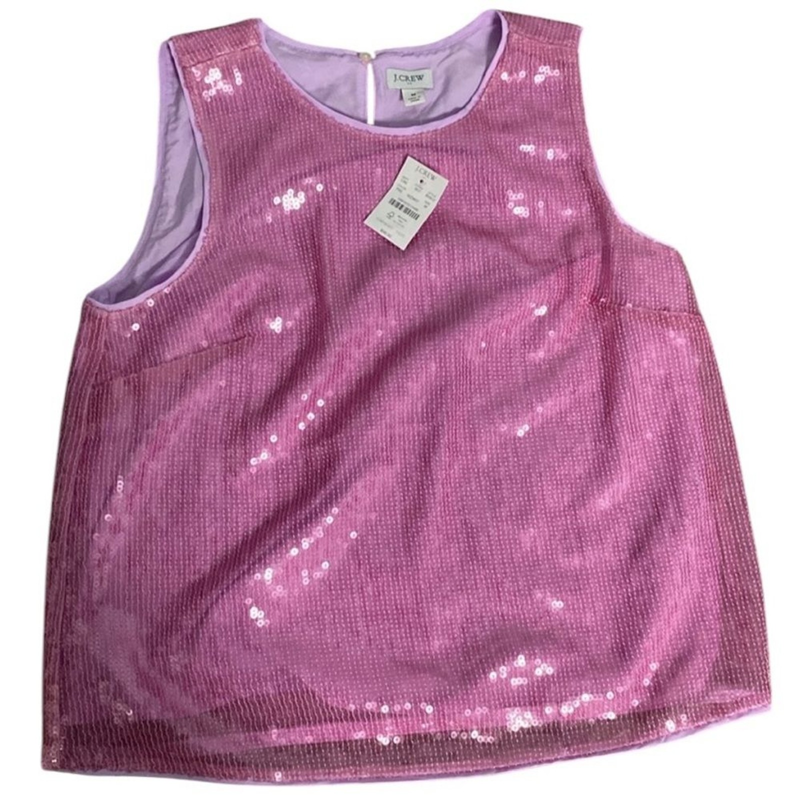 JCREW PINK BARBIECORE SEQUIN SWIFTY MERMAIDCORE SLEEVELESS SHELL TOP M