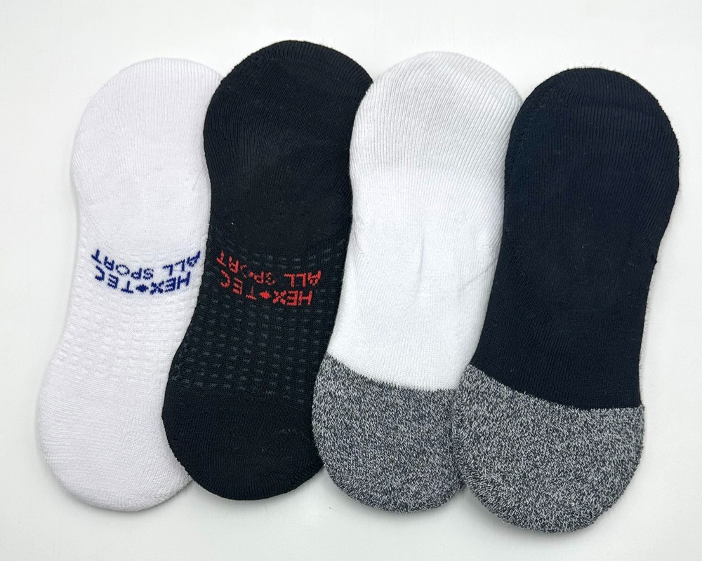 BOMBAS 4 pairs Men’s Performance Cushioned No Show Socks Size Med 4 Colors Mix