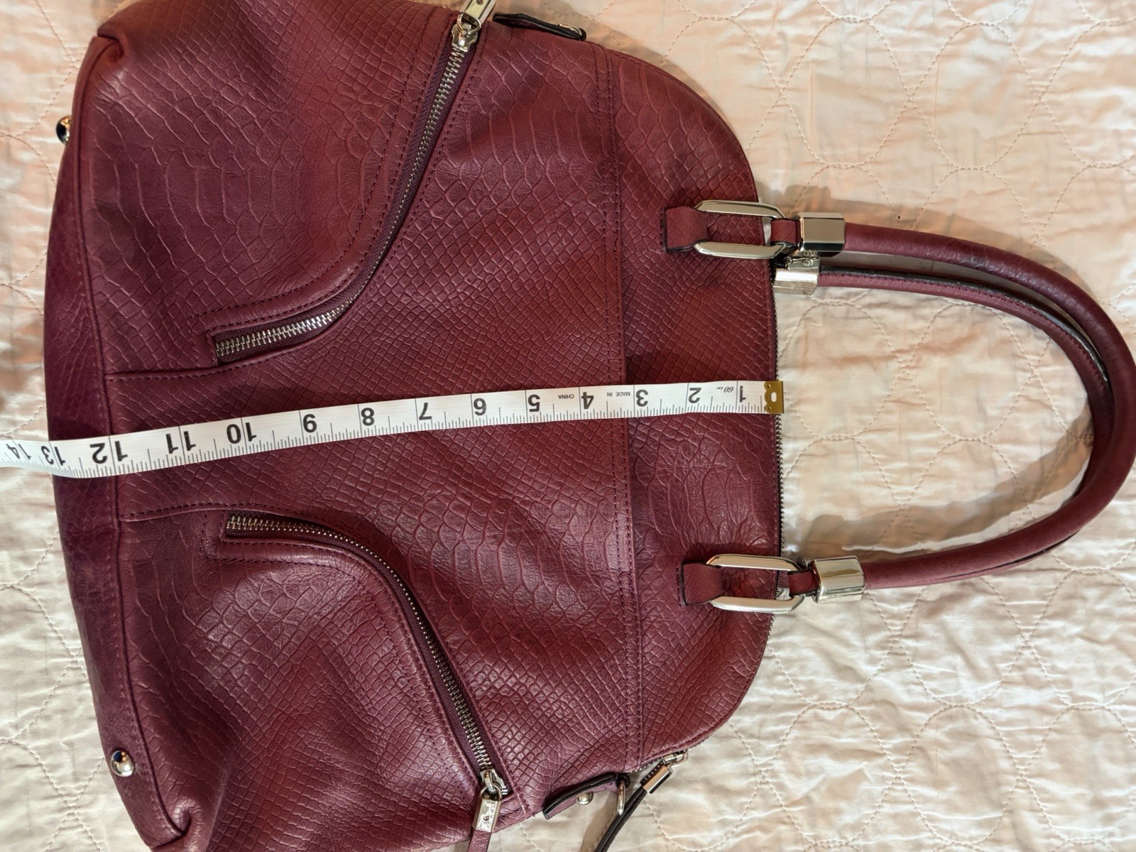 B Makowsky Purple Snake Texture 💯 Leather Exterior Shoulder Bag EUC