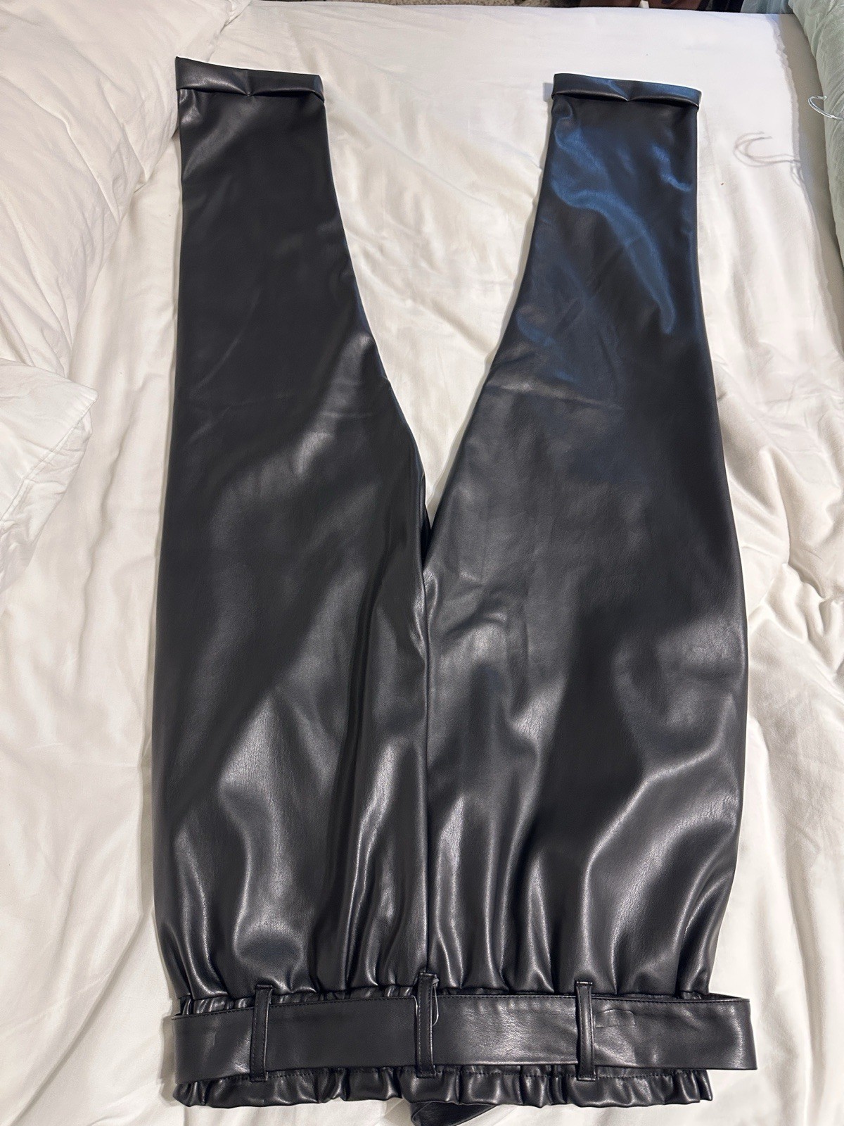SO Faux Leather Jogger Pants, NEW, Black, Pockets, Size XL