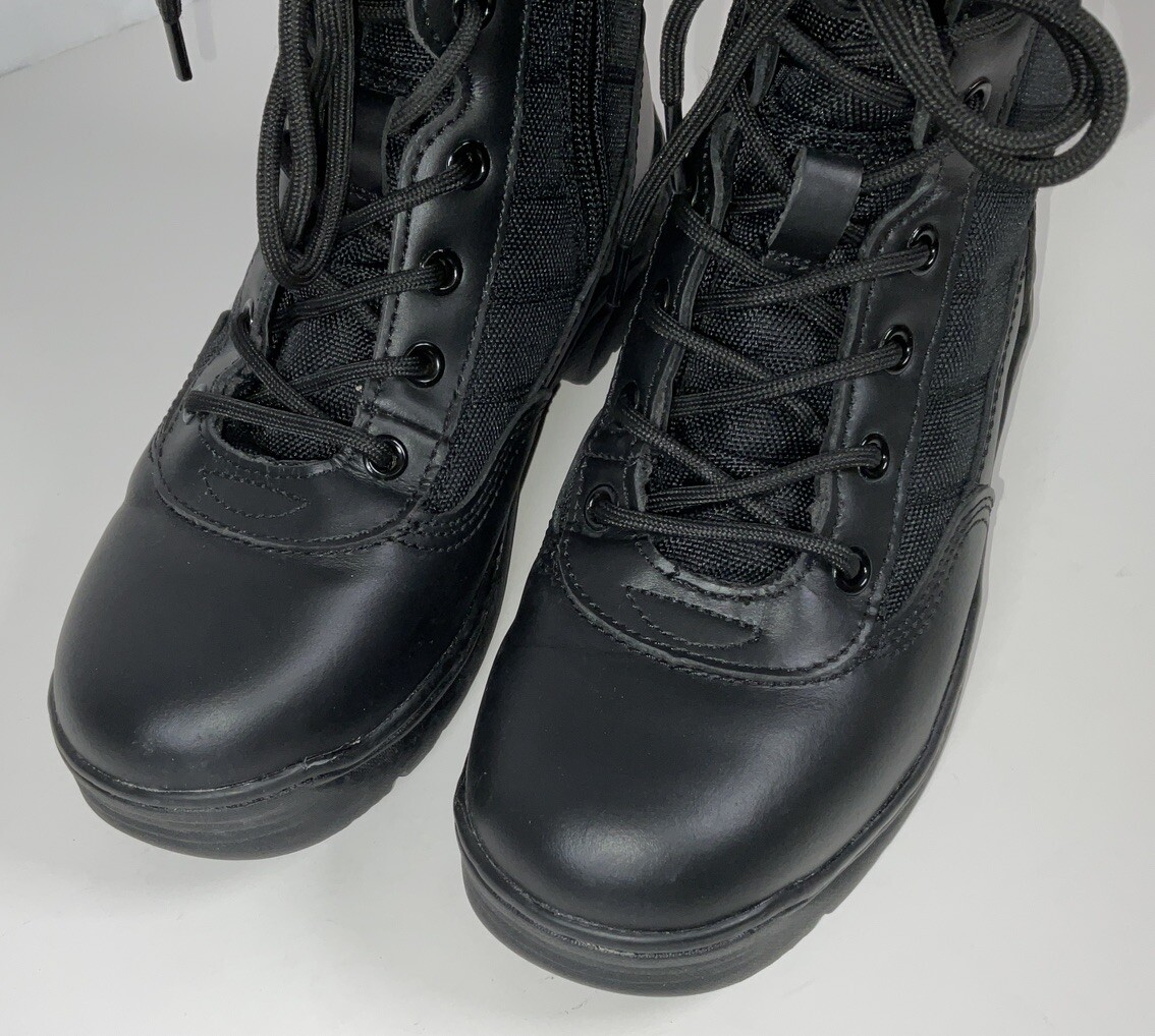 NIB Men’s Nortiv8 Trooper Tactical Work Boots w/ Toe Cap & Side Zip Black 6.5