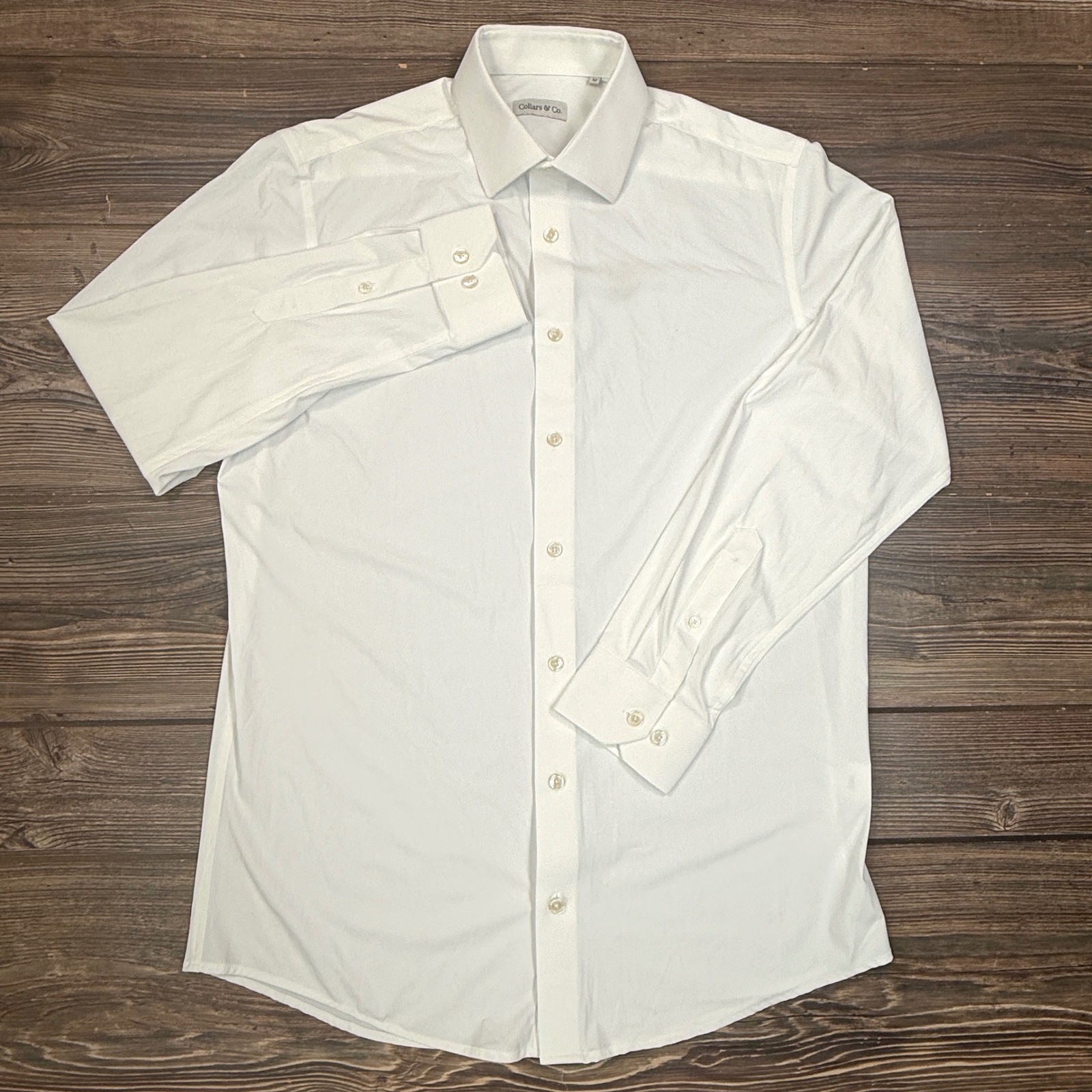 Collars & Co Mens Size Medium Apex Performance Dress Shirt White Long Sleeve