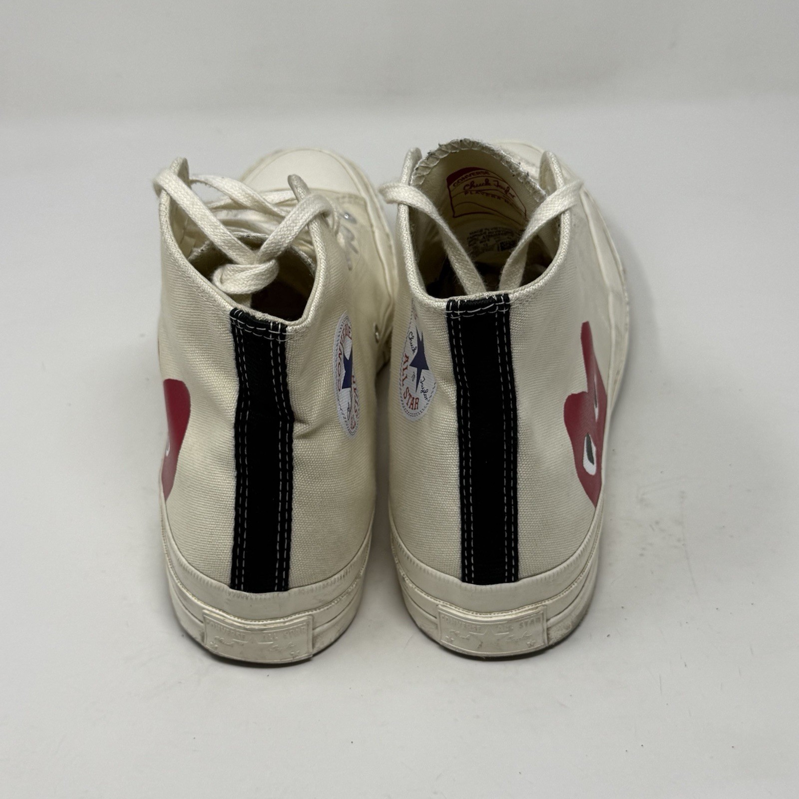 Converse x Comme des Garcons Play Chuck 70 Hi Mens 10 White Grunge Skate Shoes