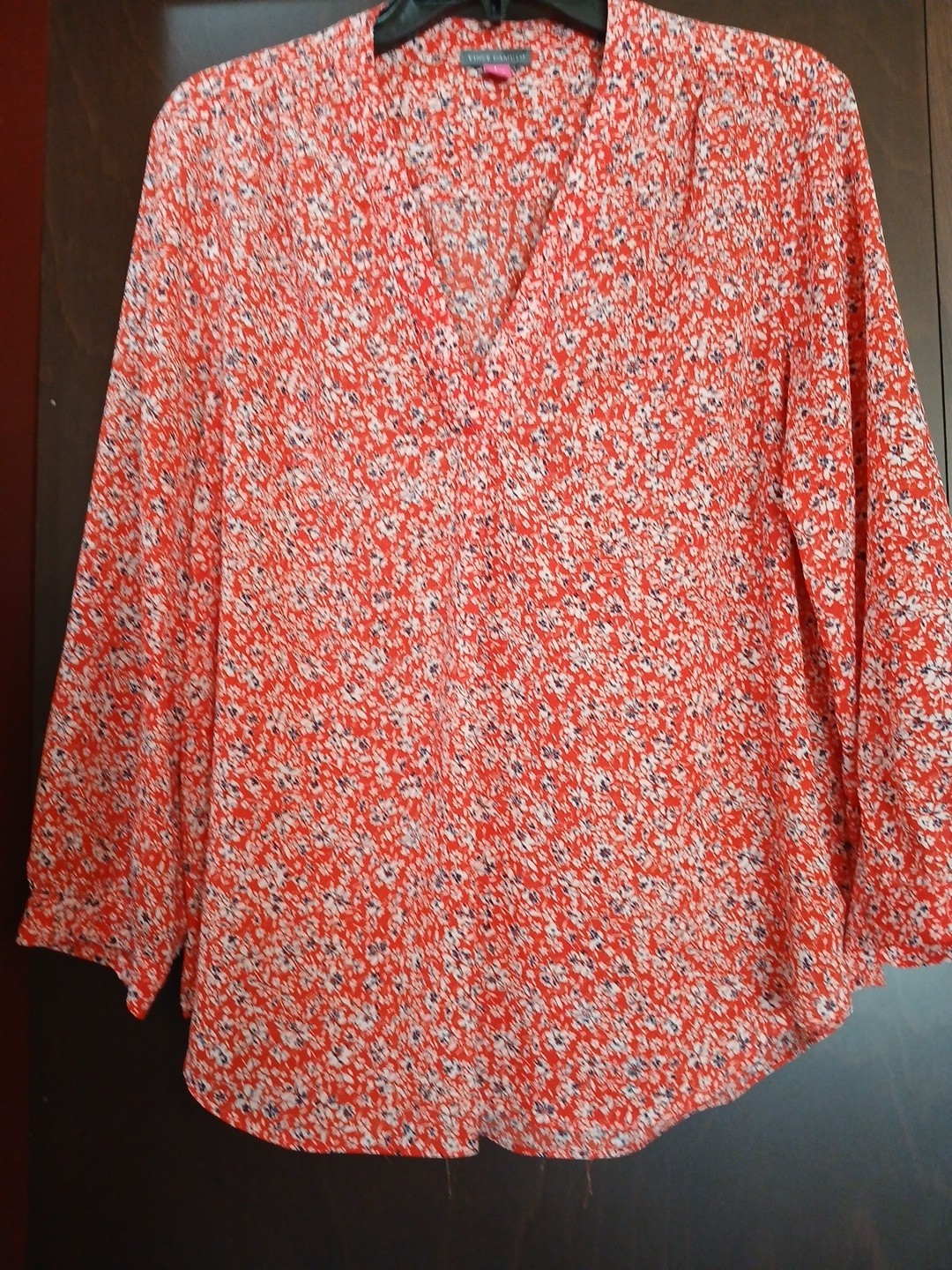 Vince Camuto large Womans Long Sleeved Red Flower Top