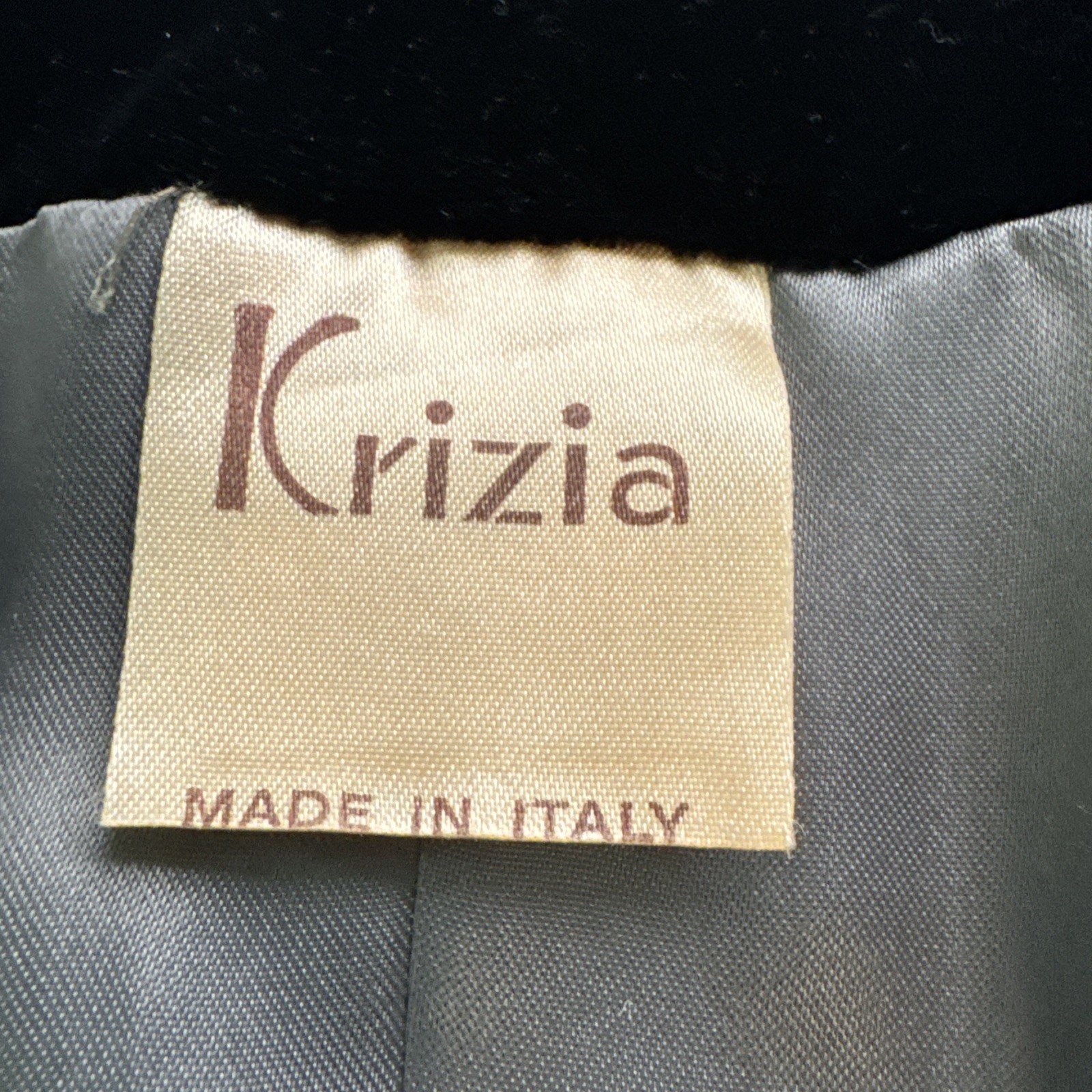 Vintage Krizia Italy Black Velvet Blazer Floral Applique Evening Jacket 44 8/10