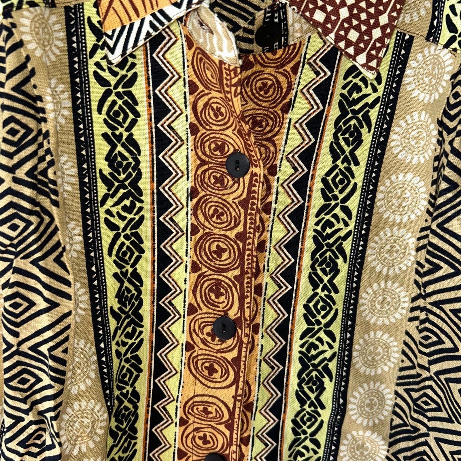 New! We Be Bop Tunic Top 2X Botswana Plus Boho Linen Button Up Tribal Safari