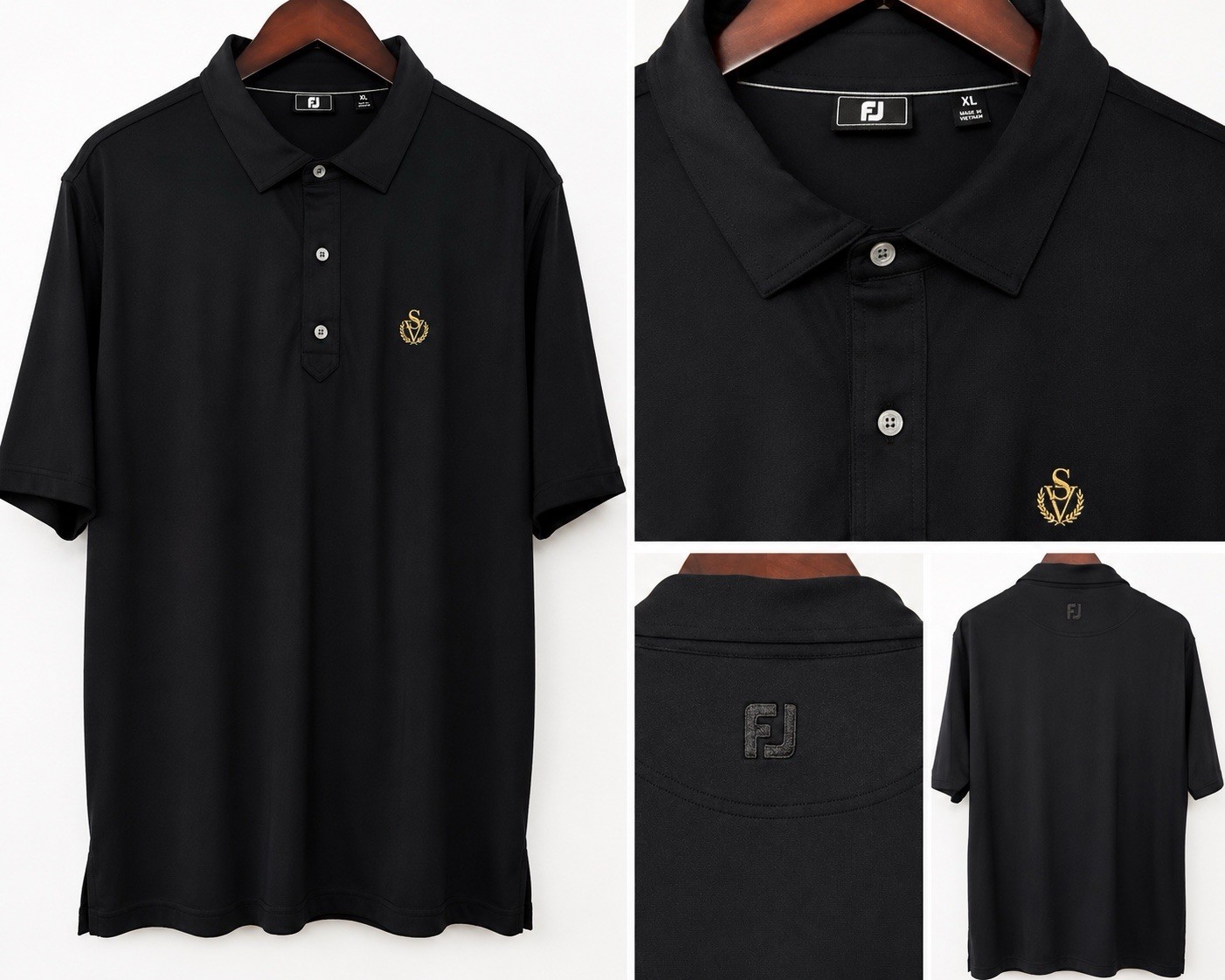 FootJoy Men’s Black Solid Short Sleeve Collared Polo Embroidered Logo XL
