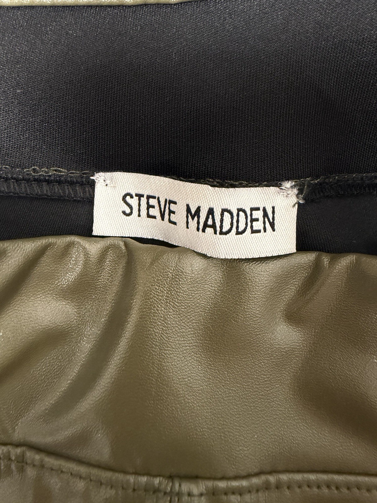 Steve Madden Small S/M Women’s High Waist Olive Green Faux Vegan Leather Legging
