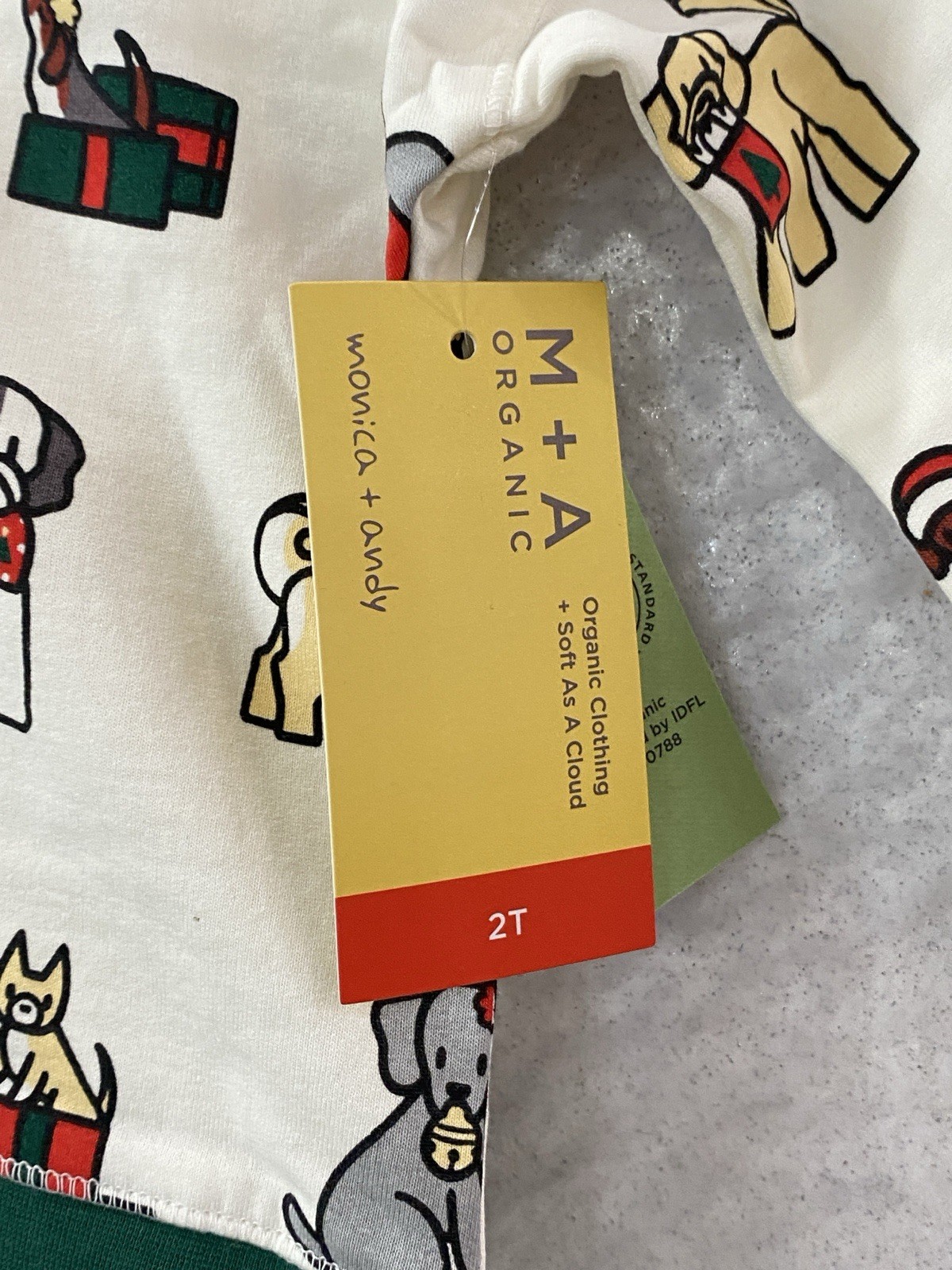 M+A Monica+Andy Organic Cotton 2 Piece Fleece Outfit Dogs Kids 2T 3T Christmas
