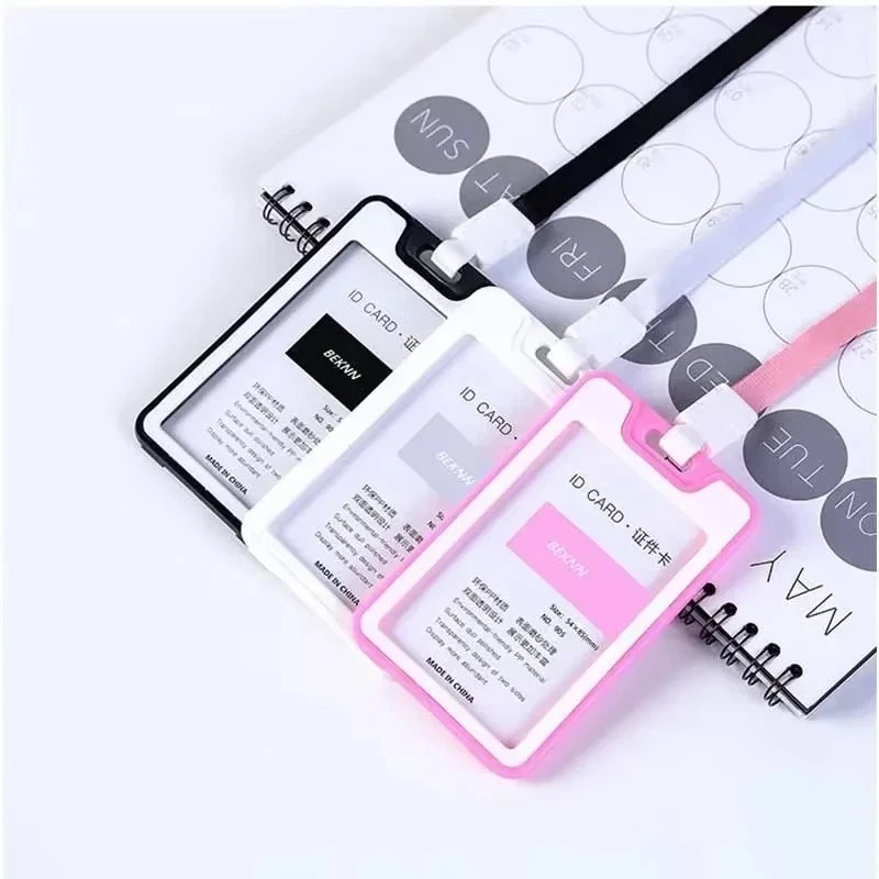 ID Badge Holder Double-Sided Windows Clear Vertical Card Holder with Lanyard