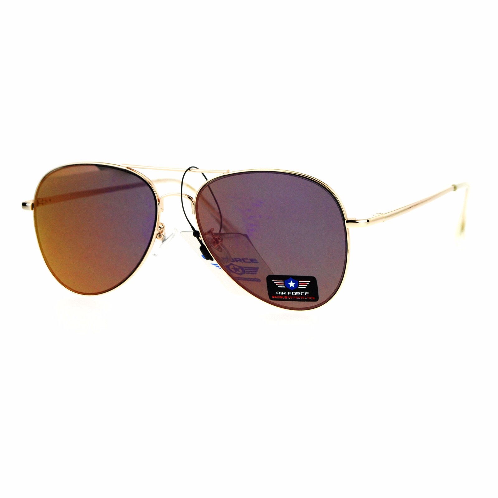 Air Force Pilot Sunglasses Unisex Spring Hinge Metal Frame Mirror Lens