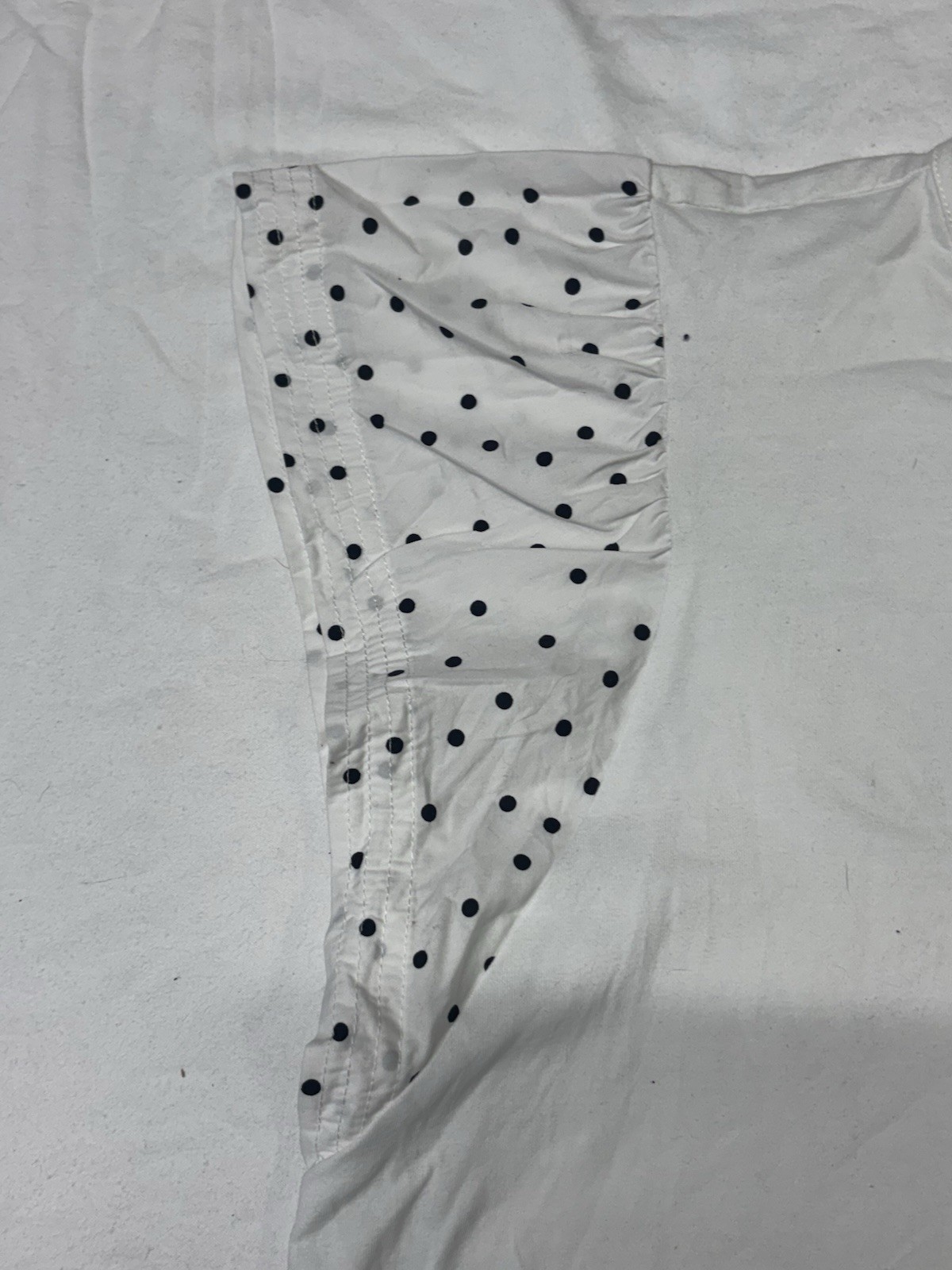 Anne Klein White Black Polka Dot Ruffle Short Sleeve Round Neck T-Shirt XL