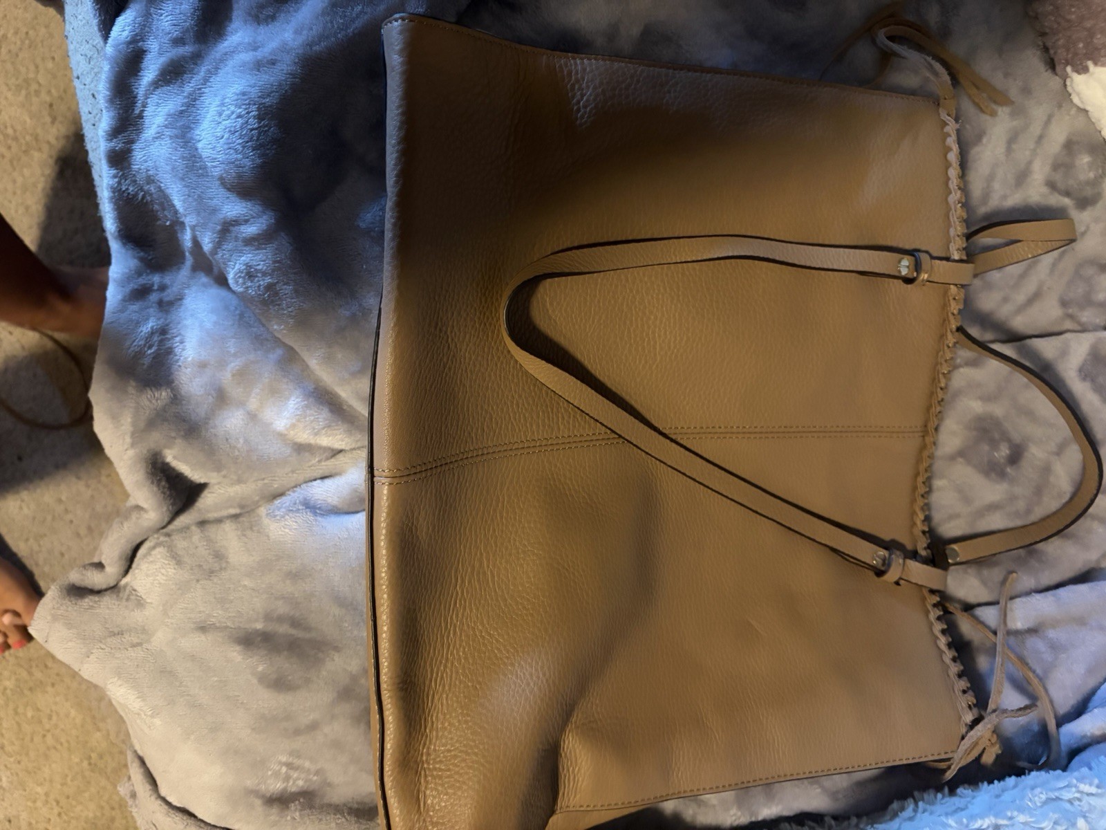 Vince Camuto Brown Pebbled Tote, Zip/Magnetic Closure, Gold Hardware, Pockets