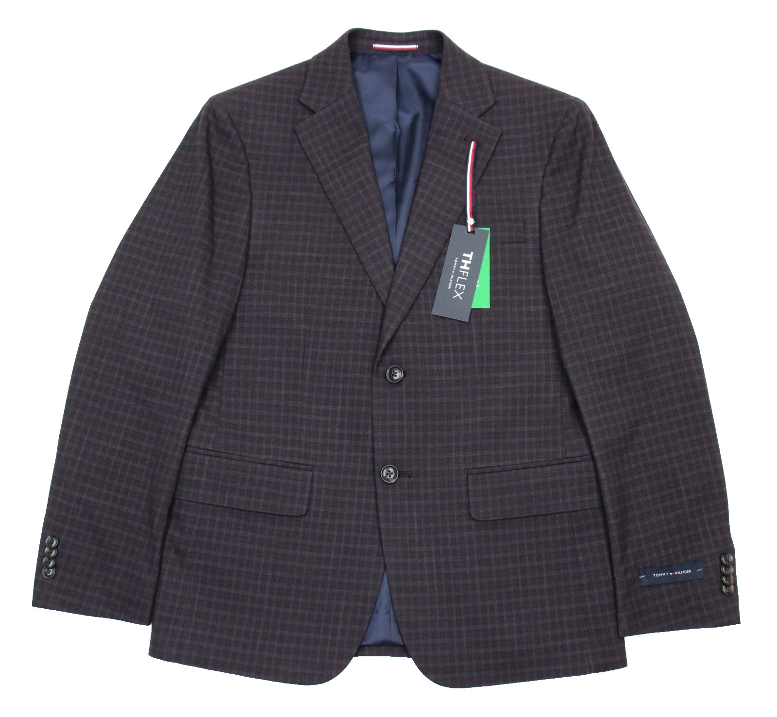 Tommy Hilfiger Sport Coat 38 S Mens Modern Fit Purple Check Flex Blazer Jacket
