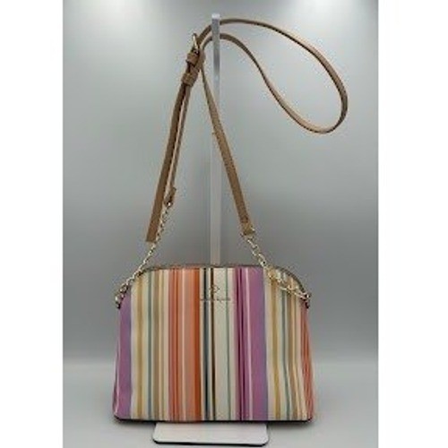 Nanette Lepore Multicolor Stripe Crossbody Bag Goldtone Hardware Vegan Leather
