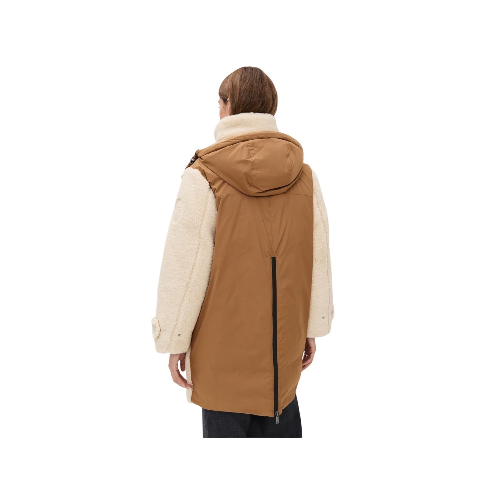 UGG W Kaysin Down Parka Chestnut Cream Mixed Media Shearling Coat 1171465 M