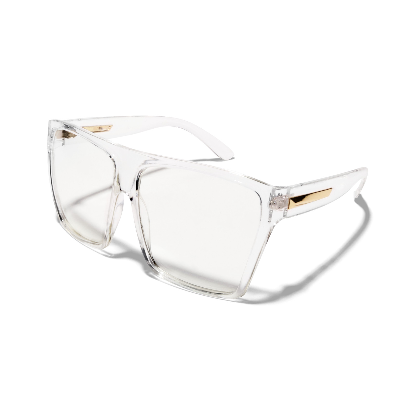Flat Top Kim K Trapezoid Clear Lens UV400 Sunglasses Retro Chunky Thick