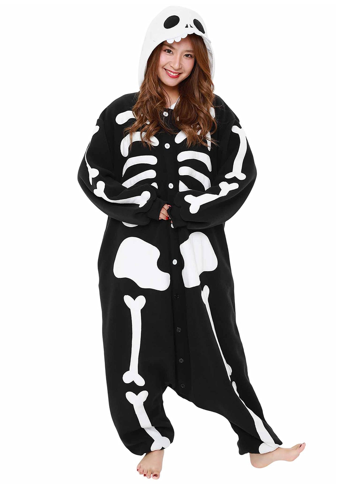 SAZAC Fleece Kigurumi Skeleton Halloween Costume