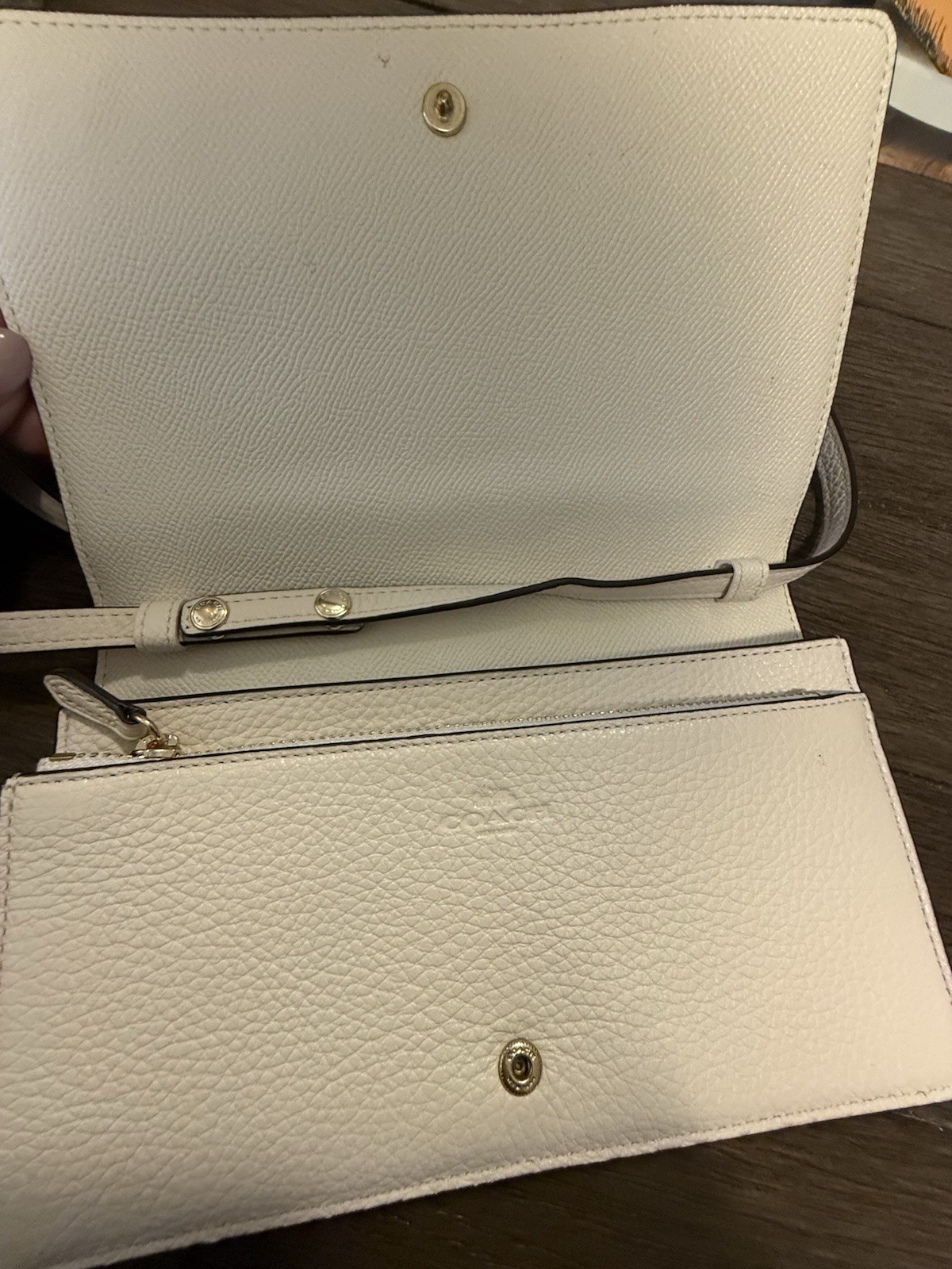 🤍 COACH Slim Crossbody & Clutch Pebble Leather Bag Chalk White – CAT21 – NWT