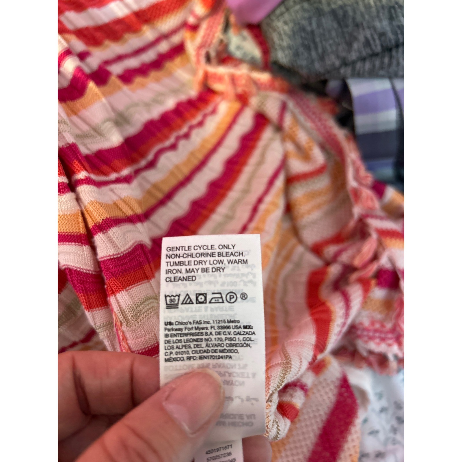 Chico’s Striped Open Front Cardigan Pink Orange Tassel Fringe Size 0 Small