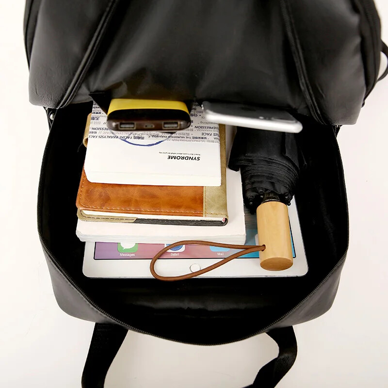 Leather Backpack for Teenage Boys Men Casual Daily School Travel Shoulder Bag