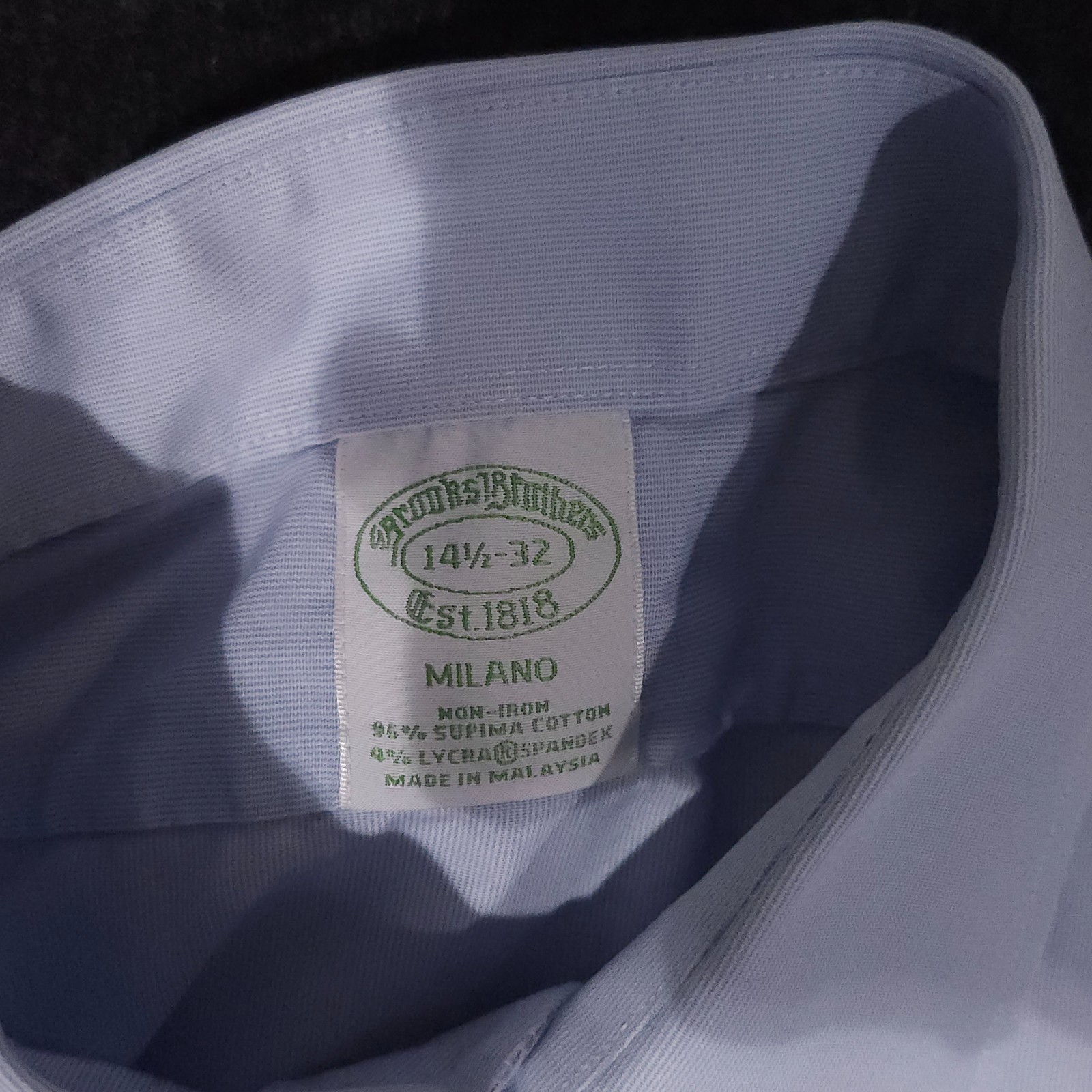 Brooks Brothers Stretch Oxford Button Down Shirt Mens 14.5-32 Slim Blue Non Iron