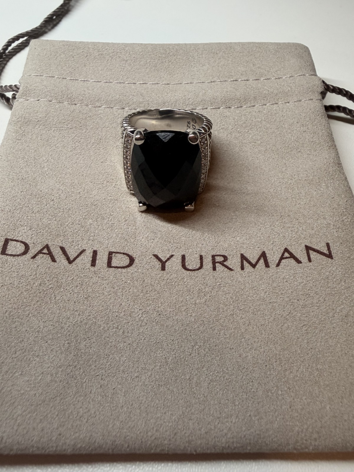 David Yurman Sterling Silver 925 Ring Size 6.5 Black Onyx 20x16mm wheaton