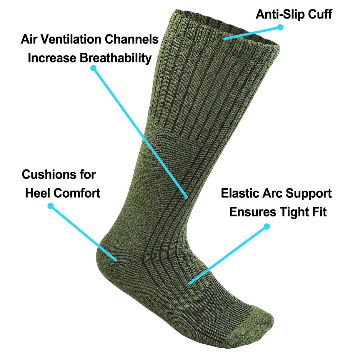 4 Pairs US Army Military Boot Socks Combat Trekking Hiking Out Door Activities
