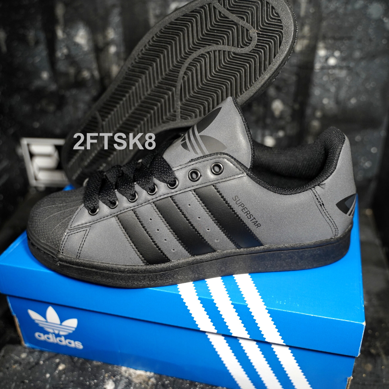 ADIDAS ORIGINALS SUPERSTAR CORE BLACK REFLECTIVE MEN’S SHOES 8.5~12 ID3109