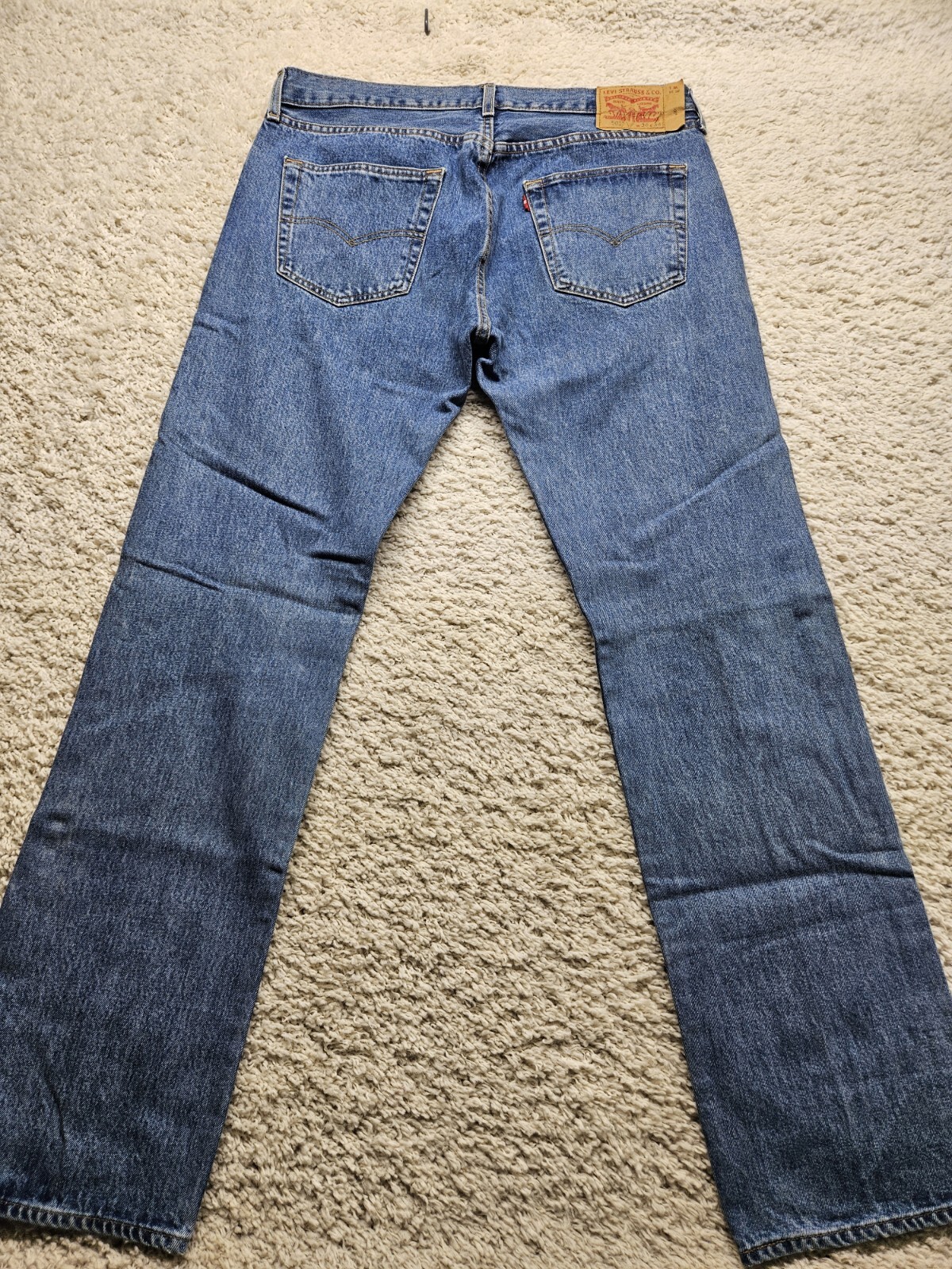 Levi’s blue jeans 501 button fly 34 x 36 straight leg