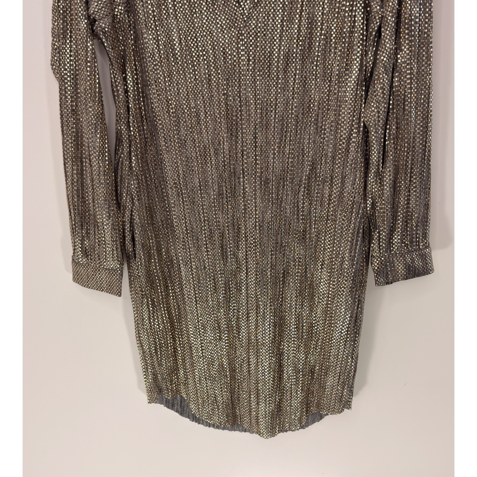 Anthropologie Sabina Musayev Eugene Shimmer Dress Gold Long Sleeve Mini Medium