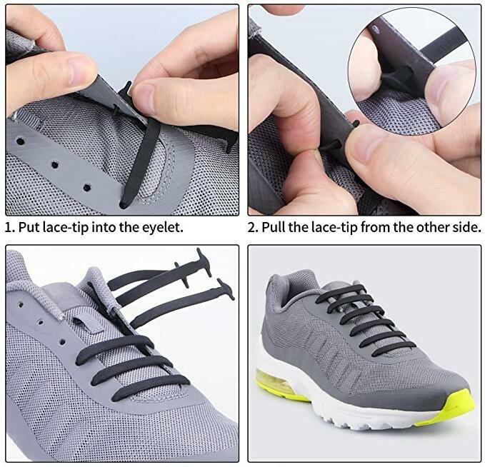 16-Pcs Elastic Silicone Shoe Laces Lazy No Tie Shoelaces For Men Women Child USA