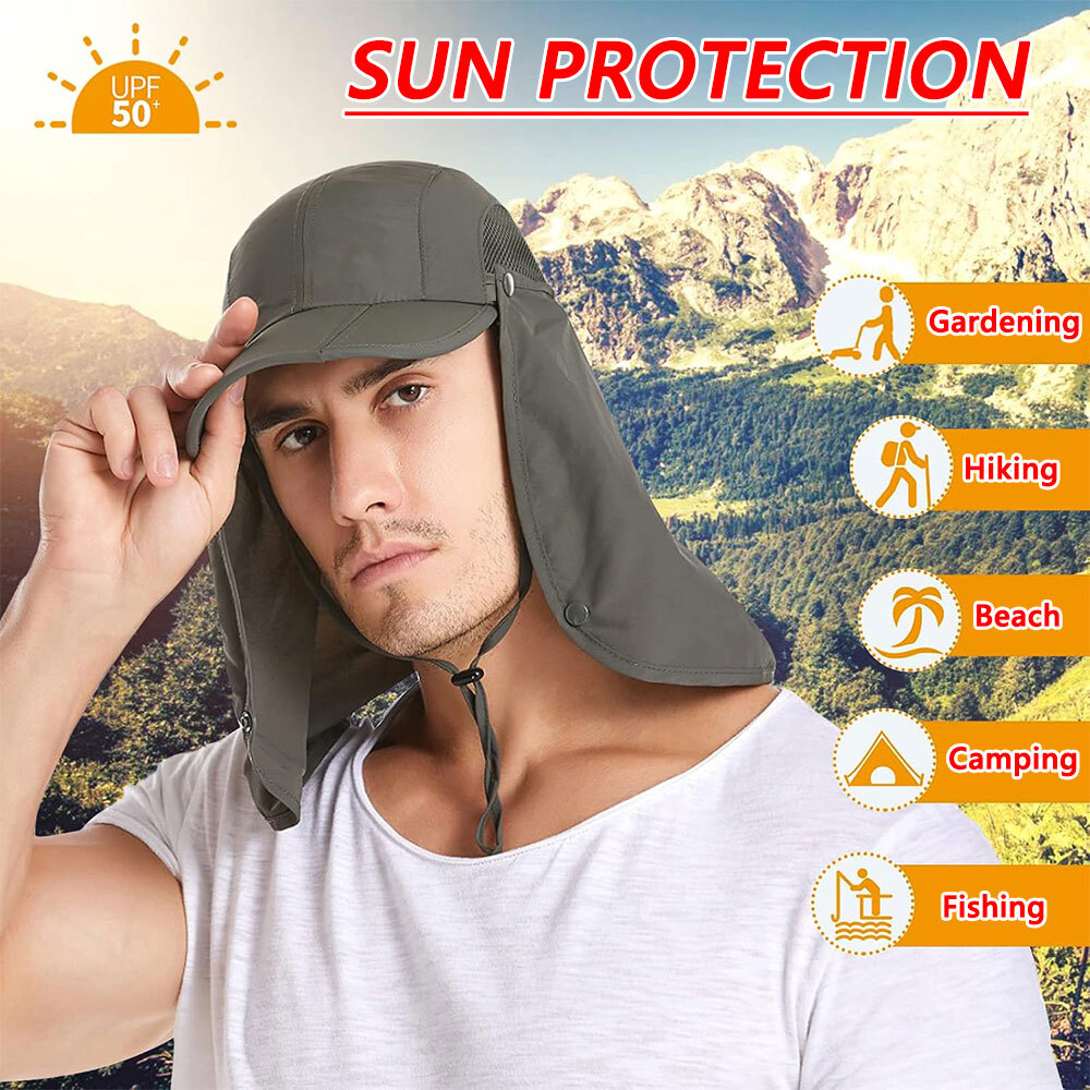 Sun Hat Removable Mesh Face Neck Flap Cap UV Protect for Outdoor Fishing Hiking