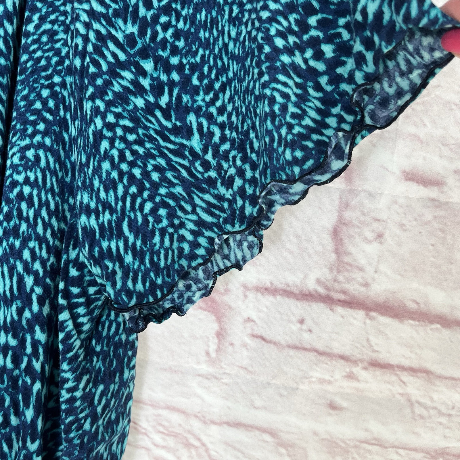 Women’s Apt 9 Size L Top Shirt Blouse Teal Green Flutter Sleeve Boho Casual