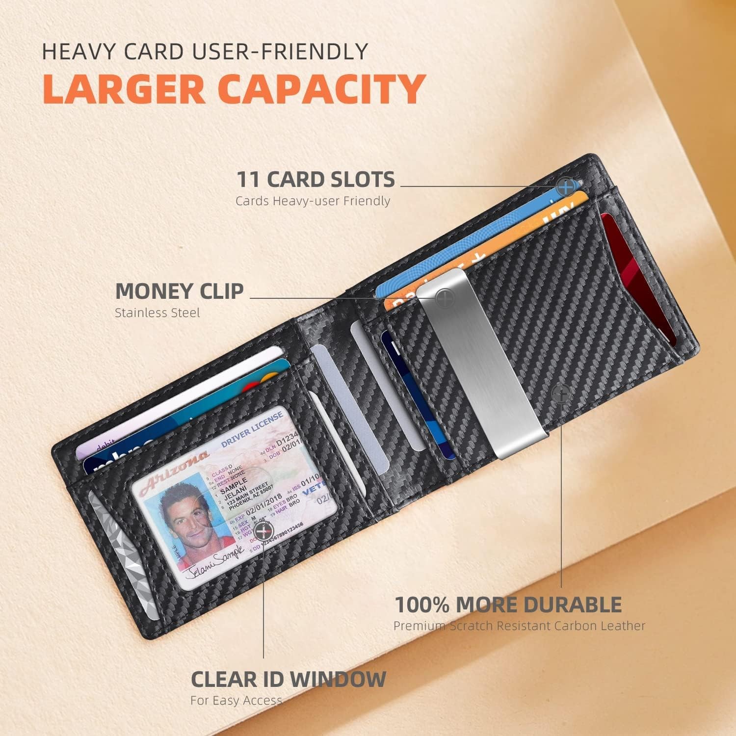 Mens RFID Blocking Leather Bifold Wallet Money Clip Slim Front Pocket Wallet