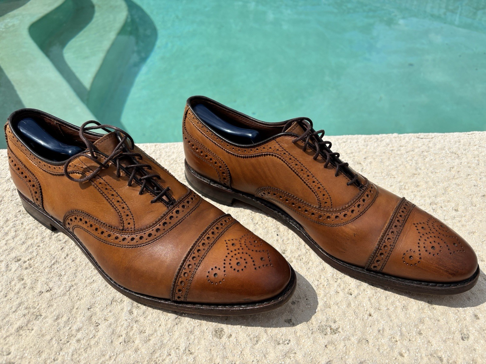 Allen Edmonds Walnut Strand 1635 Cap-Toe Oxford Brown Leather Dress Shoes Sz 13D