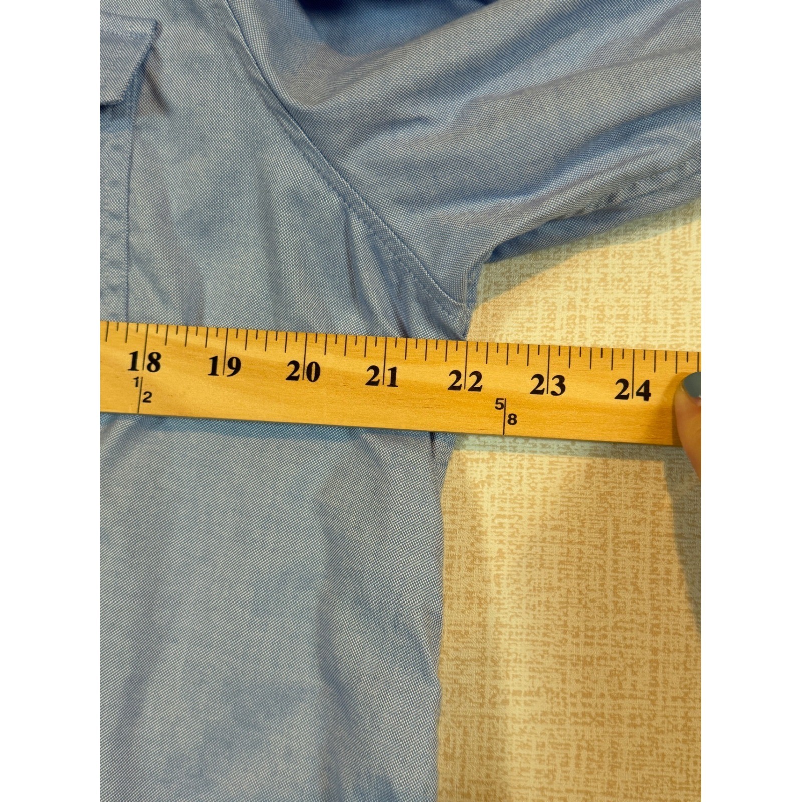 Talbots Womens XL Blue Cotton Oxford Roll Tab Sleeve Utility Popover Blouse
