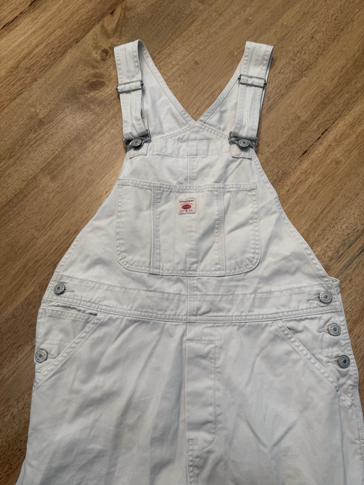 Unionbay Overalls Cream Sz Med Y2K 90s Vtg Bib Minimalist Carpenter Streetwear