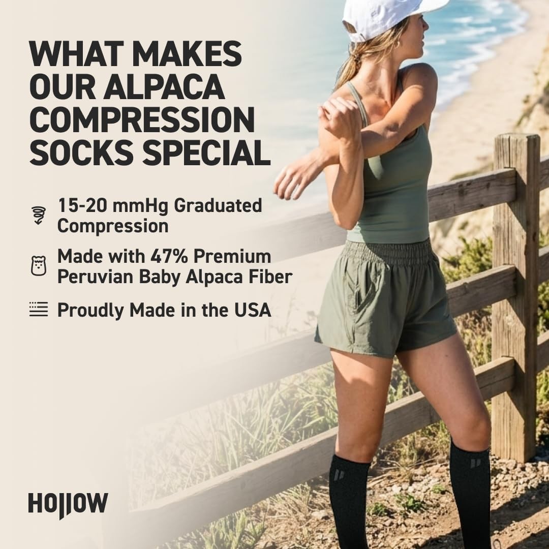 Alpaca Compression Socks for Men and Women, Moisture Wicking Alpaca Wool Sock…
